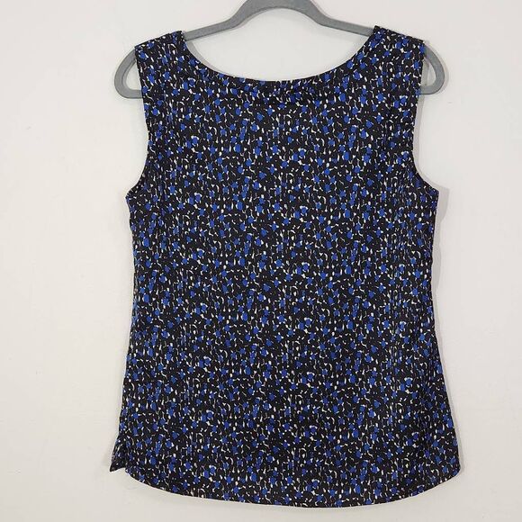 Talbots Blue and Black Sleeveless Blouse Size Small Black and Blue Print Top - Picture 4 of 6